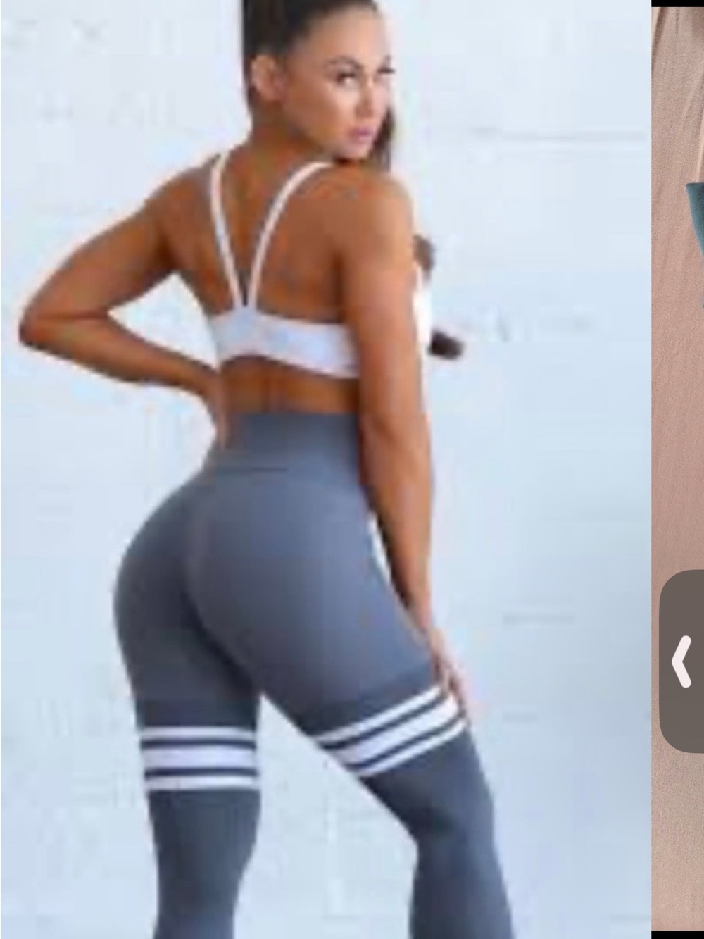 💥Sold💥Bombshell Sportwear Gray Leggings with pocket and Stripes Size M l